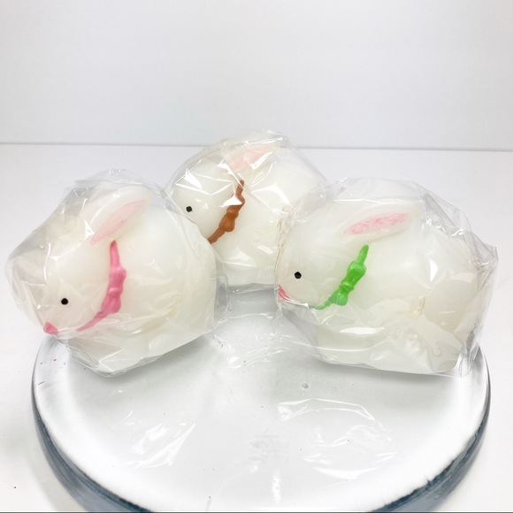 Bunny Candles Trio Floating White Pastel Trim NEW - Picture 4 of 6